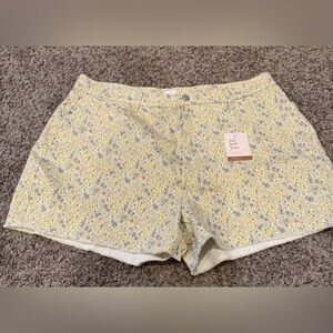 LC Lauren Conrad Yellow Floral Jean Shorts